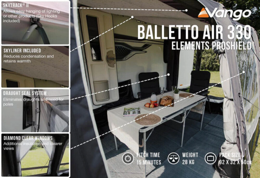 Vango Airbeam Vango Balletto Air 330 Elements ProShield Caravan Awning (2023) - Image 5