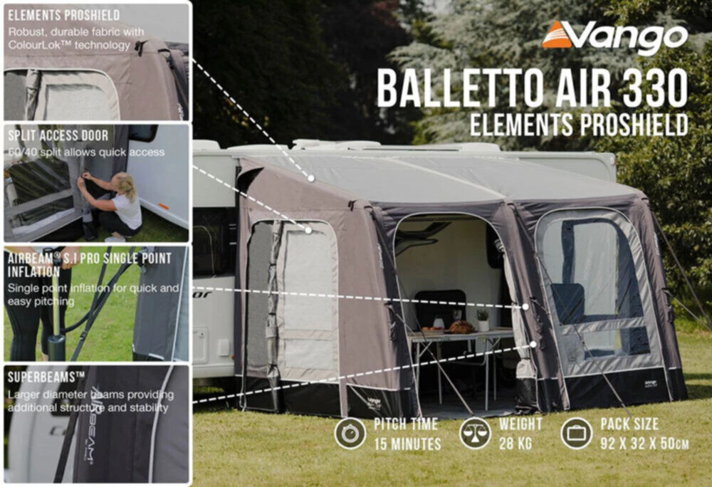Vango Airbeam Vango Balletto Air 330 Elements ProShield Caravan Awning (2023) - Image 6