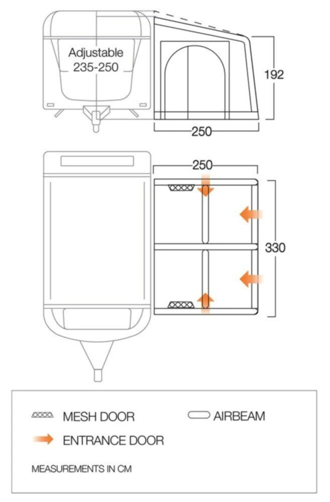 Vango Airbeam Vango Balletto Air 330 Elements ProShield Caravan Awning (2023) - Image 3