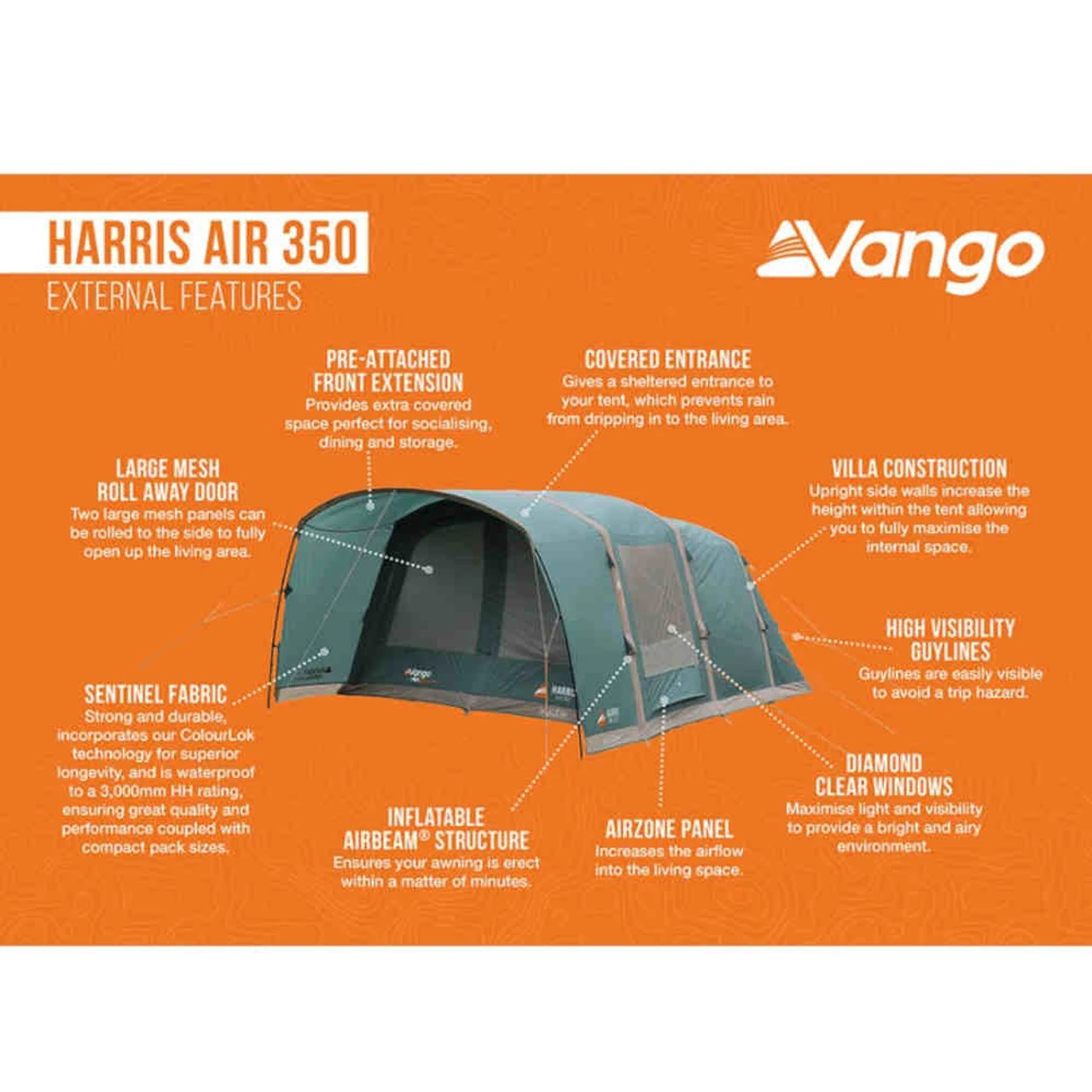 Vango Harris Air 350 Family Camping Tent - Image 7