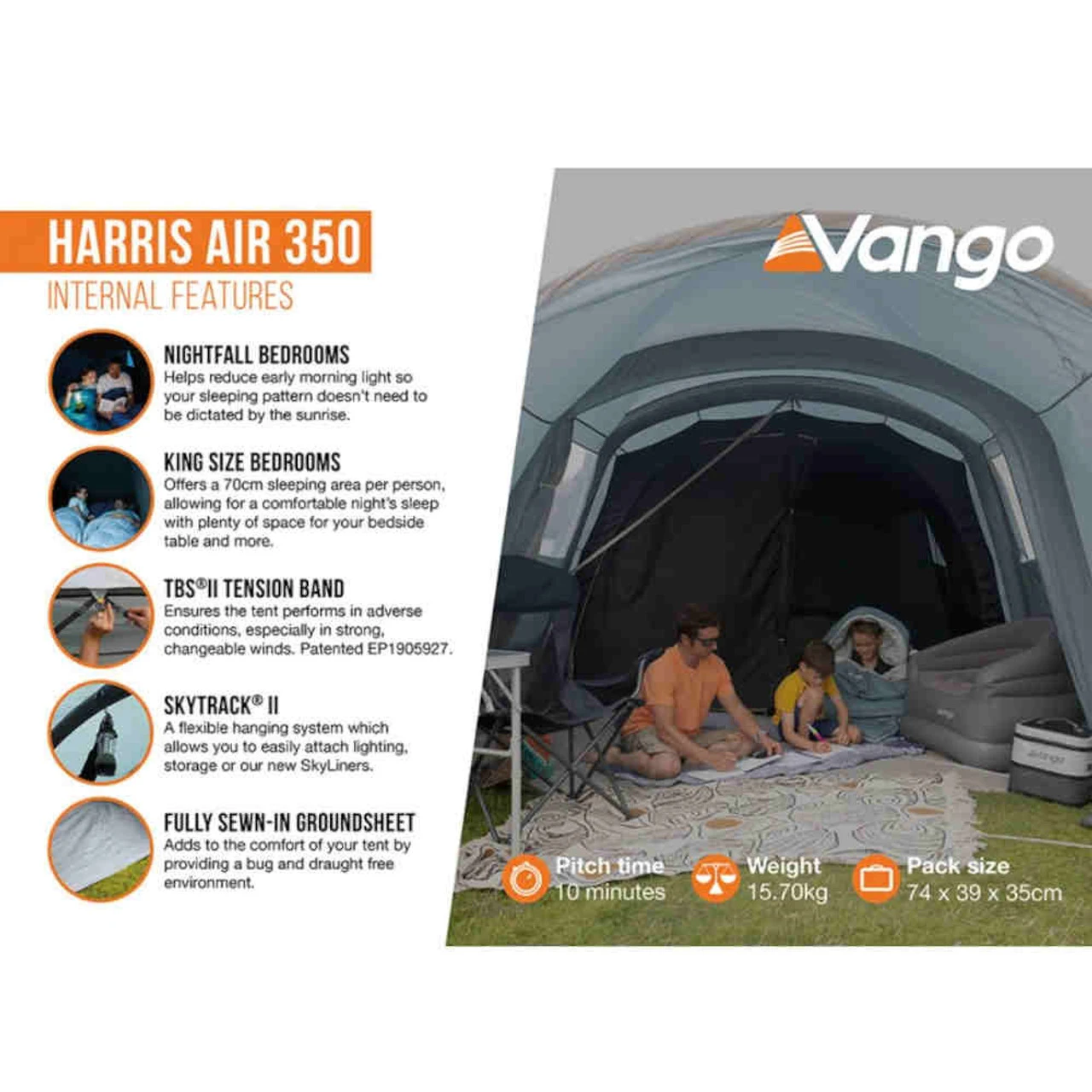 Vango Harris Air 350 Family Camping Tent - Image 5